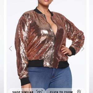 Rose Gold Pink Sequin Bomber Jacket